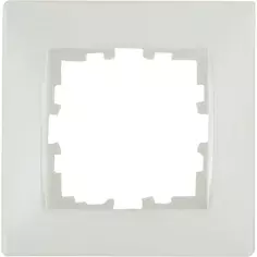 Рамка для розеток и выключателей Lexman Виктория сферическая 1 пост цвет жемчужно-белый матовый