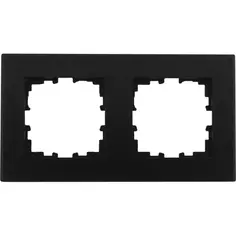 Рамка для розеток и выключателей Lexman Виктория плоская 2 поста цвет чёрный