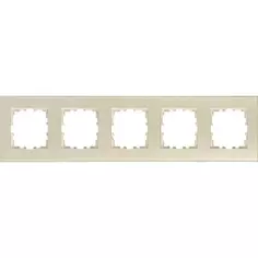Рамка для розеток и выключателей Lexman Виктория плоская 5 постов цвет жемчужно-белый