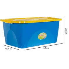 Ящик для игрушек на колесах 60x40.4x28 см 44 л пластик с крышкой цвет сине-жёлтый Martika