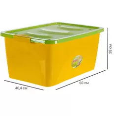 Ящик для игрушек на колесах 60x40.4x28 см 44 л пластик с крышкой цвет жёлто-салатовый Martika