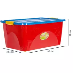 Ящик для игрушек на колесах 60x40.4x28 см 44 л пластик с крышкой цвет красно-синий Martika