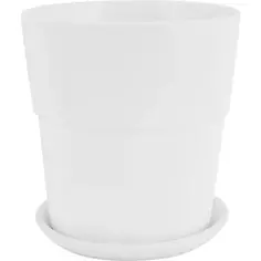 Горшок Уайт ø15 h16 см v1.7 л с поддоном керамика белый Без бренда