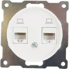 Розетка компьютерная двойная встраиваемая Onekey Florence RJ45 UTP cat 5e цвет белый Onekeyelectro