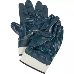 Перчатки хлопчатобумажные обливные размер 10/XL синие Без бренда