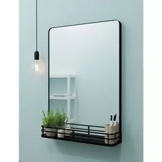 Зеркало для ванной Март Ferro с полкой-бортиком 50x69.2 см цвет чёрный Mart