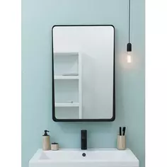 Зеркало для ванной Март Ferro с полкой 50x69.2 см цвет чёрный Mart