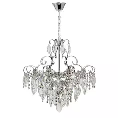 Люстра хрустальная подвесная Бриз 4 лампы 12 м² цвет хром De Markt