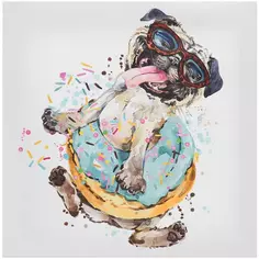 Картина на холсте «Собачка в очках» 30x30 см Без бренда