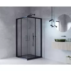 Душевая ширма Квадро Black квадратная 100х100 см цвет чёрный Mart