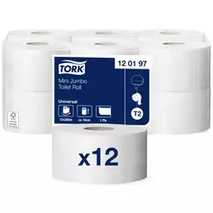 Туалетная бумага в мини-рулонах Tork T2 200 м, 12 рулонов