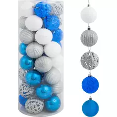Набор ёлочных шаров 6 см цвет синий, 40 шт. Без бренда