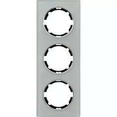 Рамка для розеток и выключателей Onekey Florence 3 поста вертикальная стекло цвет серый Onekeyelectro