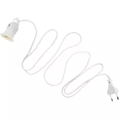 Патрон пластиковый для лампы E27, с выключателем, цвет белый Uniel