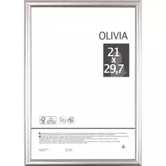 Рамка Olivia, 21x29.7 см, пластик, цвет серебро Без бренда