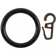 Кольцо с крючком Русские Карнизы пластик цвет дуб венге 2.8 см 4 шт