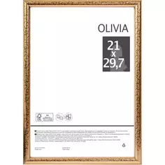 Рамка Olivia 21x29.7 см пластик цвет золото Без бренда