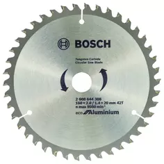 Диск пильный по цветному металлу Bosch Eco for Aluminium 2608644388 42Т 160x20x2 мм, кольцо 16 мм