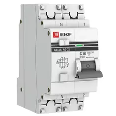 Дифференциальный автомат EKF PROxima АД-32 1P N C16 A 10 мА 4.5 кА AC DA32-16-10-a-pro