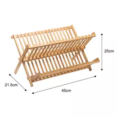Сушилка для посуды 45x21.5x25 см двухуровневая бамбук цвет бежевый Без бренда