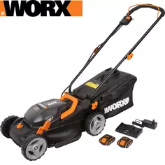 Газонокосилка аккумуляторная Worx WP770E 40В 34 см АКБ и ЗУ входит в комплект