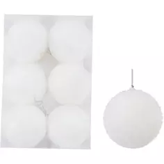 Набор ёлочных шаров флокированных 8 см цвет белый, 12 шт. Без бренда