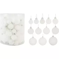 Набор ёлочных шаров 3-8 см цвет белый, 50 шт. Без бренда
