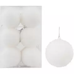Набор ёлочных шаров флокированных 6 см цвет белый, 12 шт. Без бренда