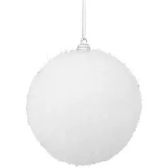 Набор ёлочных шаров флокированных 8 см цвет белый, 4 шт. Без бренда