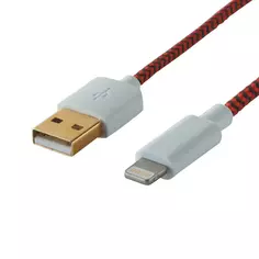 Кабель Lexman USB-Lightning 1 м 2.4 A цвет красный/черный