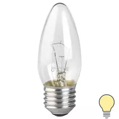 Лампа накаливания E27 230 В 60 Вт свеча прозрачная 660 лм, тёплый белый свет Bellight