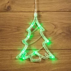 Украшение новогоднее светодиодное «Елочка», 26 см, пластик, зелёный свет, цвет зелёный Без бренда