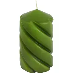 Свеча столбик цвет мох зеленый 15 см Без бренда