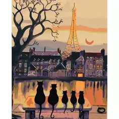 Картина по номерам Коты в Париже 40х50 см Fbrush