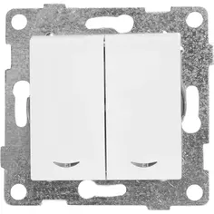 Выключатель встраиваемый Gusi Electric Classic 2 клавиши с индикацией цвет жемчуг