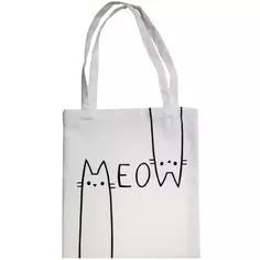 Сумка шоппер Meow 40х45 см черно-белая Seasons