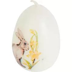 Свеча парафиновая Яйцо-3 малое с декором белое 5,5 см Эвис