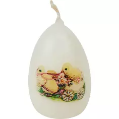 Свеча парафиновая Яйцо-3 малое с декором 2 белое 5,5 см Эвис