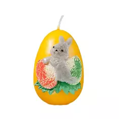 Свеча Яйцо пасхальное с аппликацией кролик цвет в ассортименте 9 см Без бренда