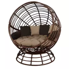 Кресло садовое Greengard Енисей сталь/искусственный ротанг коричневый с подушкой