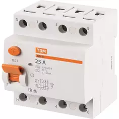 УЗО Tdm Electric ВД1-63 4P 25 A 30 мА 4.5 кА AC SQ0203-0032
