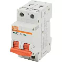 Автоматический выключатель Tdm Electric ВА47-60 2P C16 А 6 кА SQ0223-0093