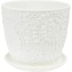 Горшок цветочный Камешки ø14.6 h12.7 см v1.3 л керамика цвет белый Без бренда