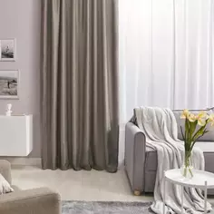 Штора на ленте Руан 200x280 см цвет серо-бежевый Miamoza