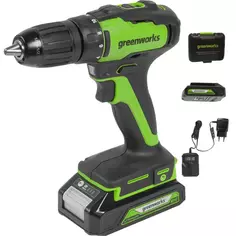 Дрель-шуруповерт аккумуляторная бесщеточная Greenworks GD24DD35 3704007UA, 24 В Li-Ion 2 Ач