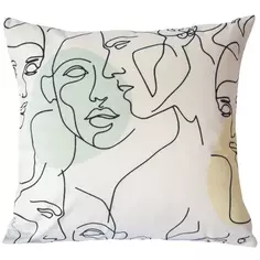Подушка Набросок бархат 45x45 цвет белый Seasons
