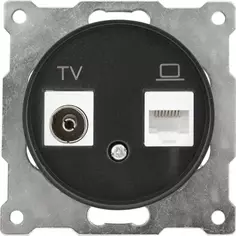 Розетка двойная антенна/компьютер TV/RJ45 кат.5e встраиваемая Onekeyelectro 1E20811303 цвет черный