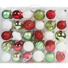Набор елочных шаров Рождество ø7 см пластик разные цвета 60 шт Без бренда