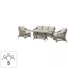 Набор садовой мебели Naterial Idyll алюминий/полиэстер/искусственный ротанг/стекло серый/бежевый: стол, диван и 2 кресла