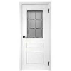 Дверь межкомнатная остеклённая с замком и петлями в комплекте Скин 1 60x200 см МДФ цвет белый Без бренда